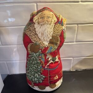 Vintage‎ Fabric Santa Claus Father Christmas  Stuffed Pillow 12" Handmade 1979